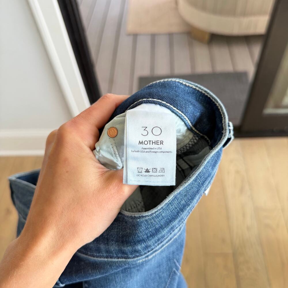 Mother The Weekender Fray Denim High Rise Flared Jeans Blue 30 - Picture 15 of 16